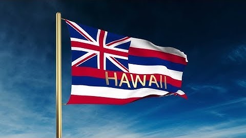 4K hawaii flag slider style with title. Waving in the wind with cloud background animation Stock
