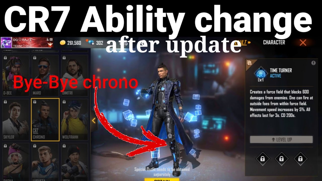 Chrono Character ability Change After Ob30 Update || Ob30 update CR7 ability change