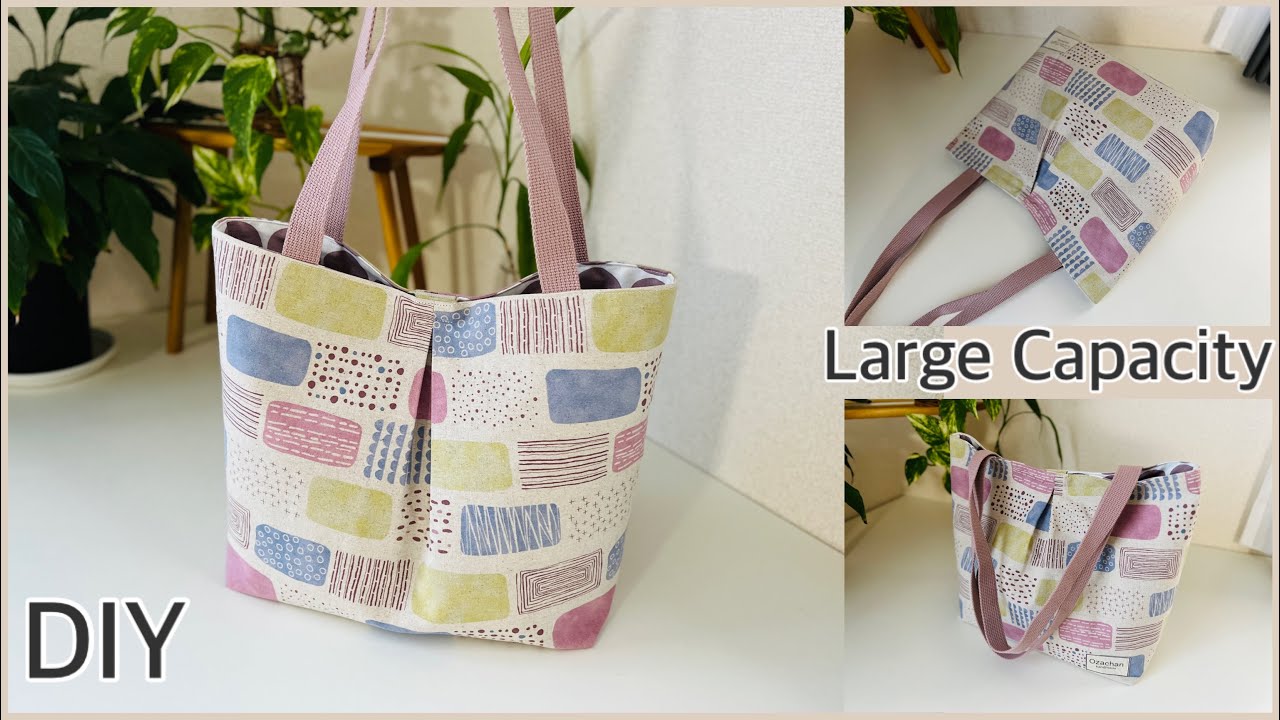 【専用】少し大きめタック入りバッグ 丸いタックバッグ】大きく開くファスナーバッグ Round tuck bag Open