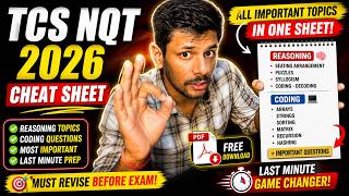 TCS NQT 2026 Cheat Sheet 😱🔥 | Must Revise Before Exam | Last Minute Prep