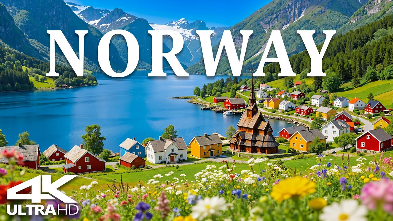 Весна в Норвегии 4K | Величественные фьорды, заснеженные вершины и тихие деревни
