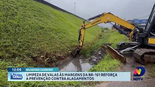 Limpeza de valas às margens da BR-101 previne alagamentos em BC
