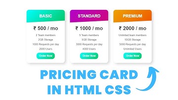 Responsive Pricing Card Design Using HTML CSS | CSS Pricing Card | Responsive Design