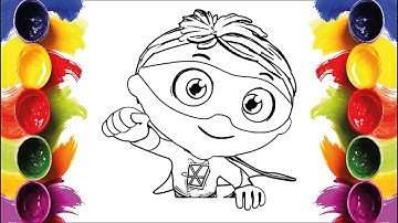 Coloring Whyatt Face | Super Why Coloring Page | Marker Art | MINI ARTIST WORLD