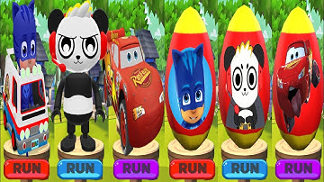 Tag with Ryan - Pj Masks Catboy vs Combo Panda vs Lightning McQueen from Cars Run Gameplay