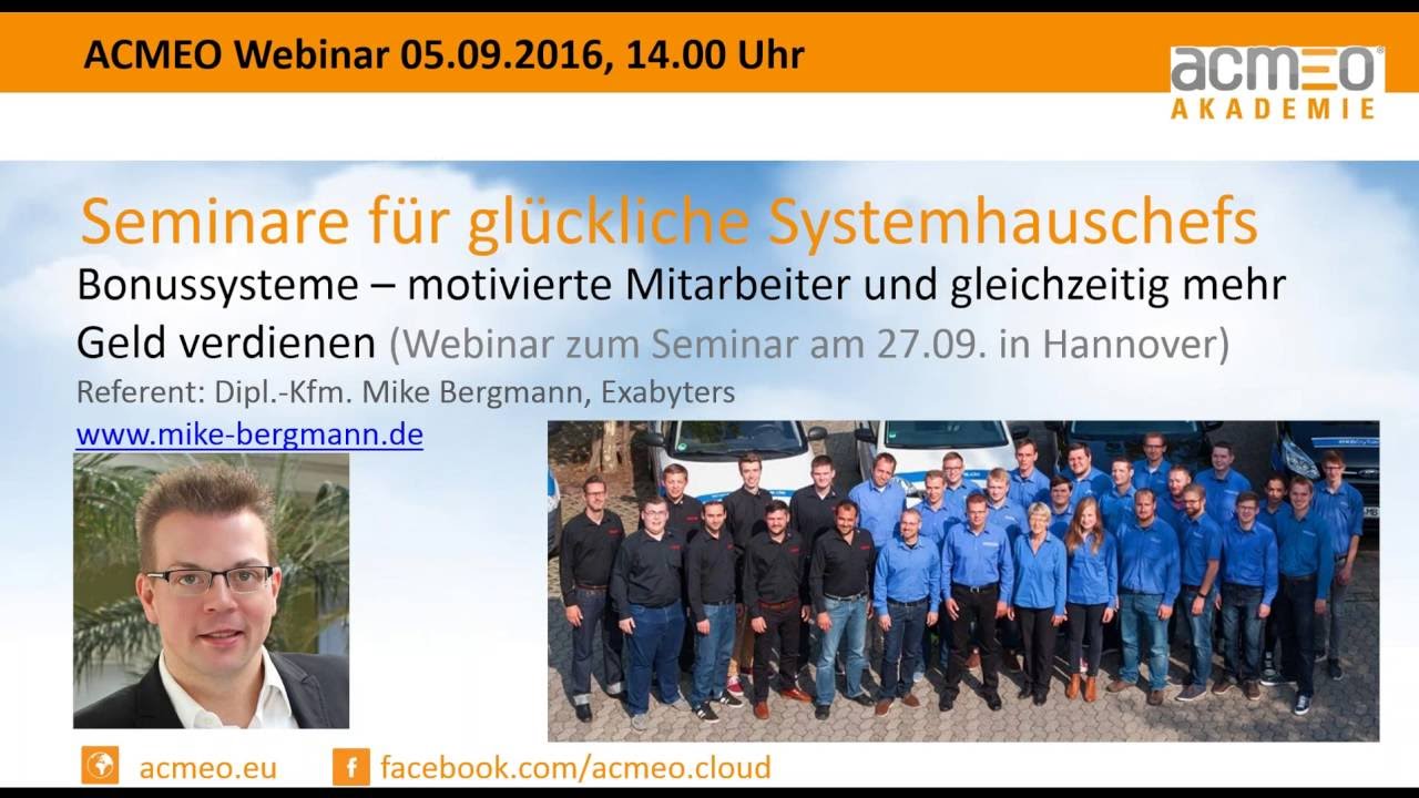 Bonussysteme Motivierte Mitarbeiter Gleichzeitig Mehr Geld Verdienen Mike Bergmann 09 16 Youtube