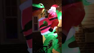 9FT Christmas Inflatables Dinosaur and Santa Claus.