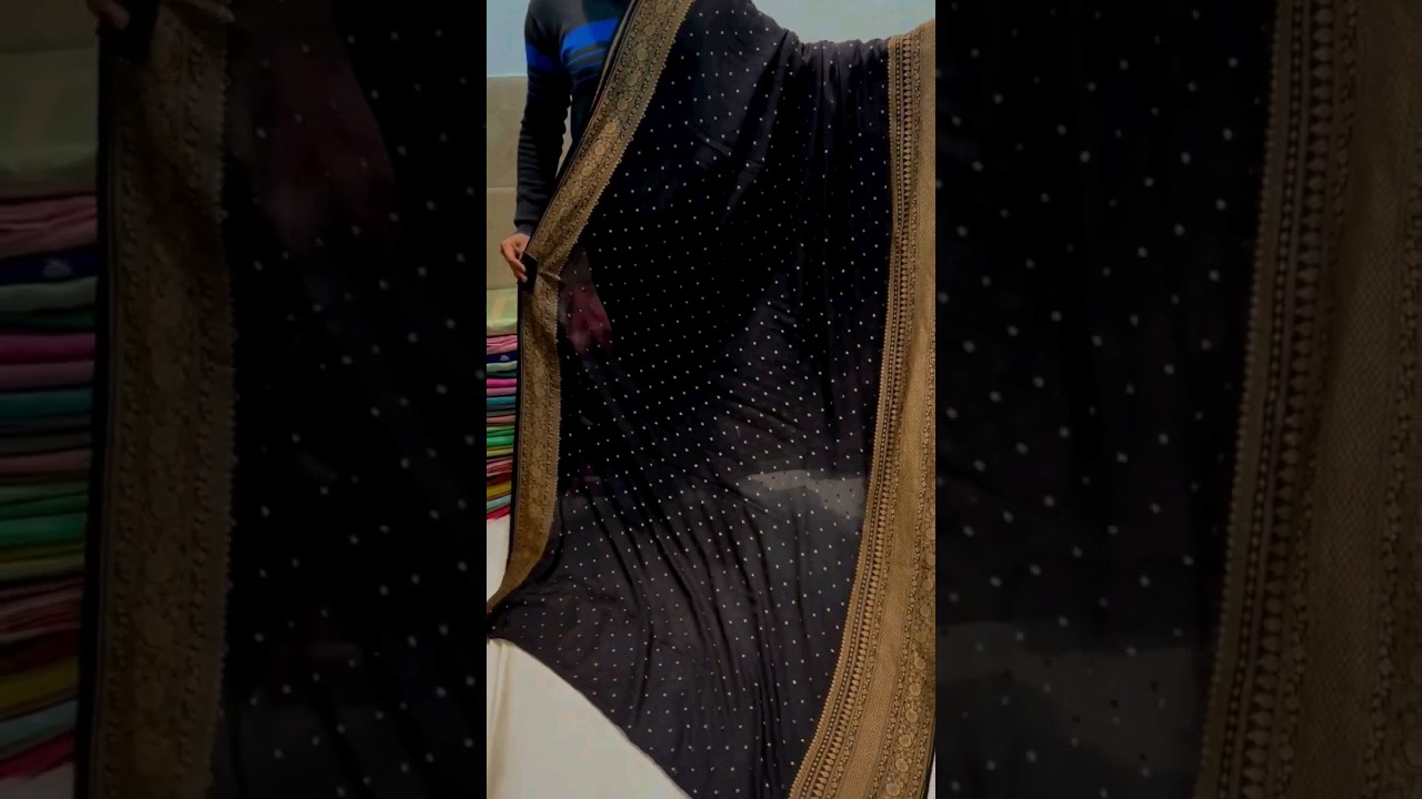 Pure Banarasi Khaddi Georgette saree Handloom Made Mob-7524931212 