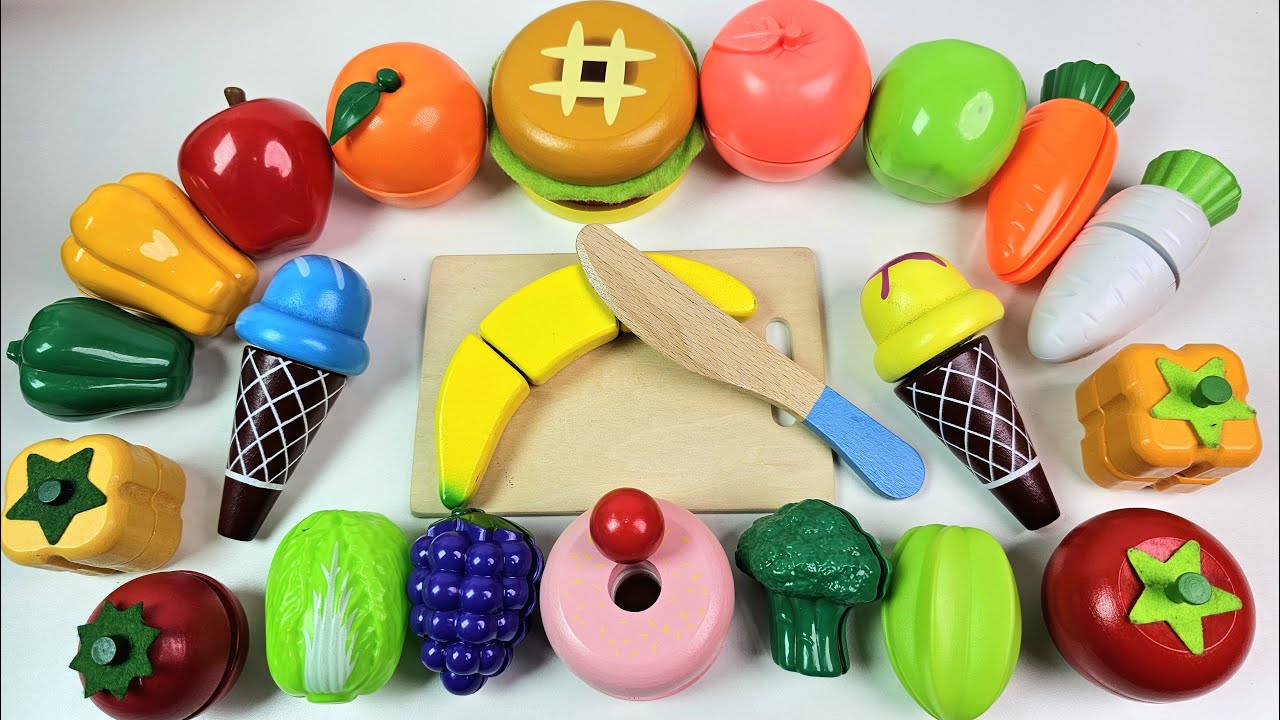 野菜カット・フルーツカット用材料 | ASMR 木とプラスチックから作られた果物と野菜