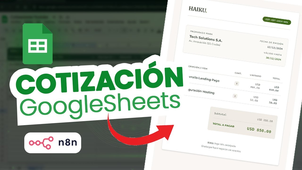 Automatiza Cotizaciones con TU MARCA: Gratis y Sin Límites (Google Sheets + n8n)
