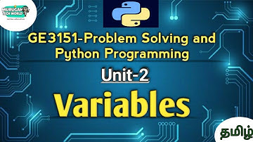 Variables in Problem Solving and Python Programming tamil||GE3151||Python||PSPP||AU reg-2021.
