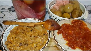 Memories with goodies ... 🔥 Beaten Beans, Cabbage, Polenta, Pickles and ... Boiled Brandy ... 🔥
