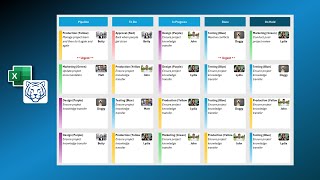 STEP by STEP: Build a Powerful Kanban Board with Resources Photos (Task Board) Excel template STEP by STEP: Build a Powerful Kanban Board with Resources Photos (Task Board) Excel template