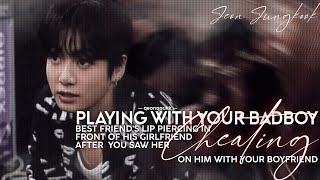 Playing With His Lip Piercing In Front Of His Cheater Girlfriend || Jungkook FF || Oneshot