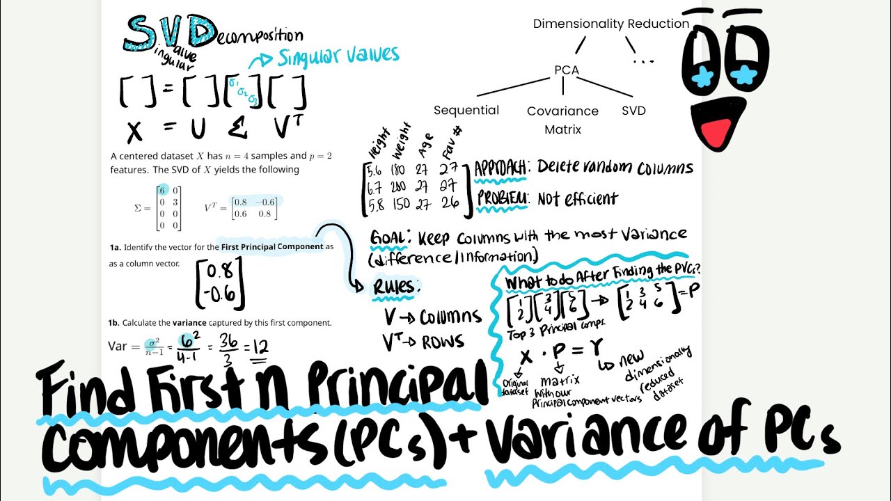 PCA, SVD, Find First Principal Component Vector, Find Variance of a PCV | Data Science 439 RU