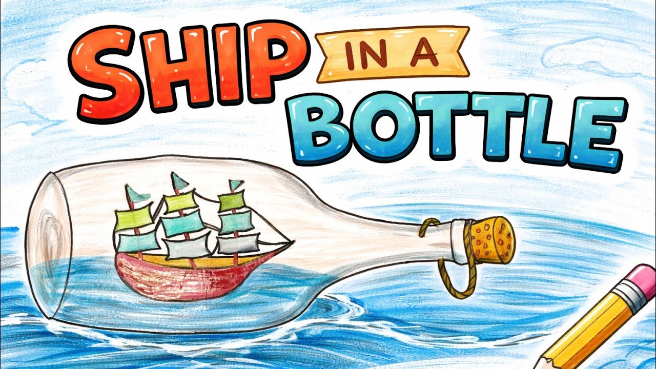 “Easy Ship in a Bottle Drawing for Beginners”