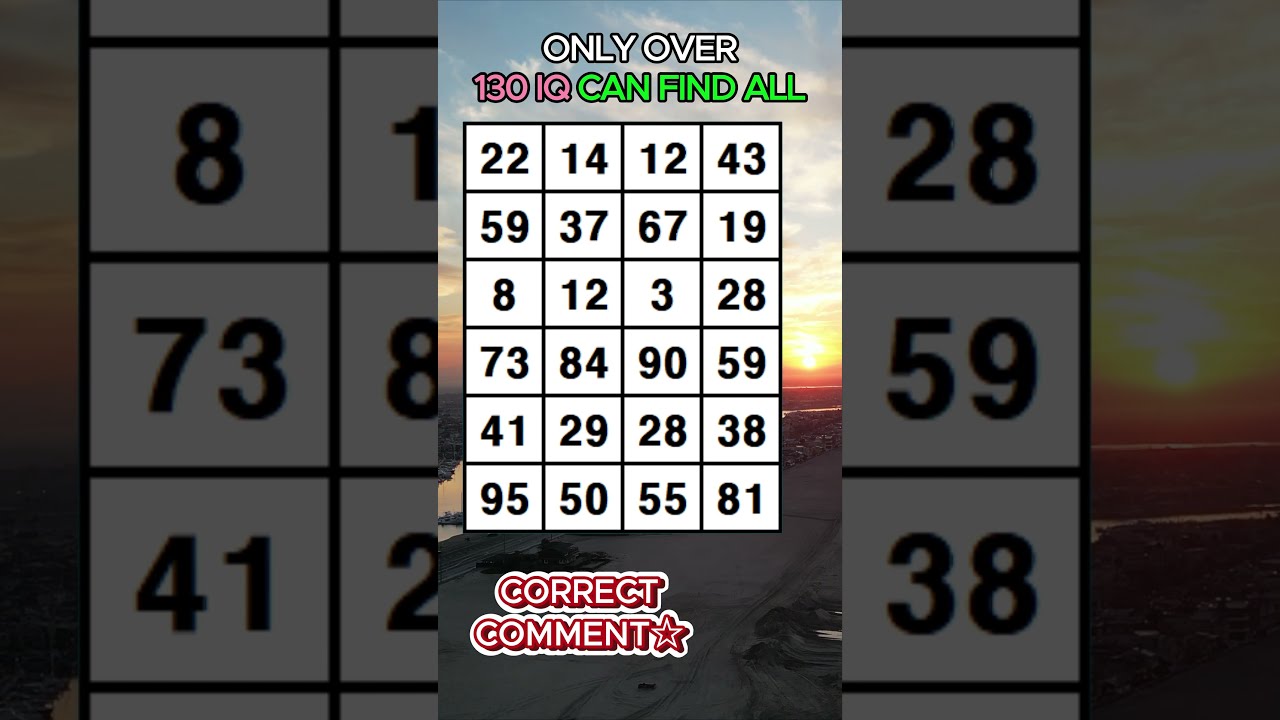 FIND AT LEAST 1 PAIR Find 3 Pairs Of Identical Numbers Dementia Prevention Quizzes Tests No 579