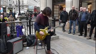 Sultans of Swing, Miguel Montalban best busker ever 24th January Oxford Street London X FACTOR