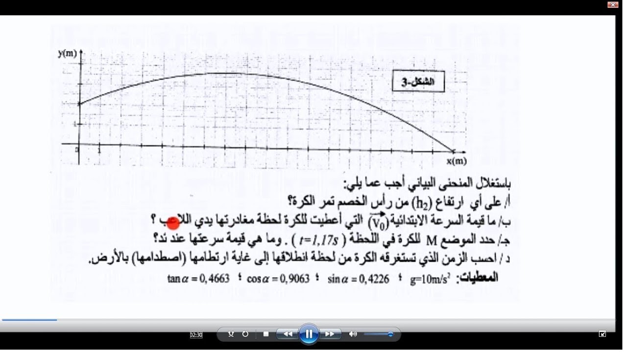 القذيفة      باك    2008  التمرين 3   ش ع ت