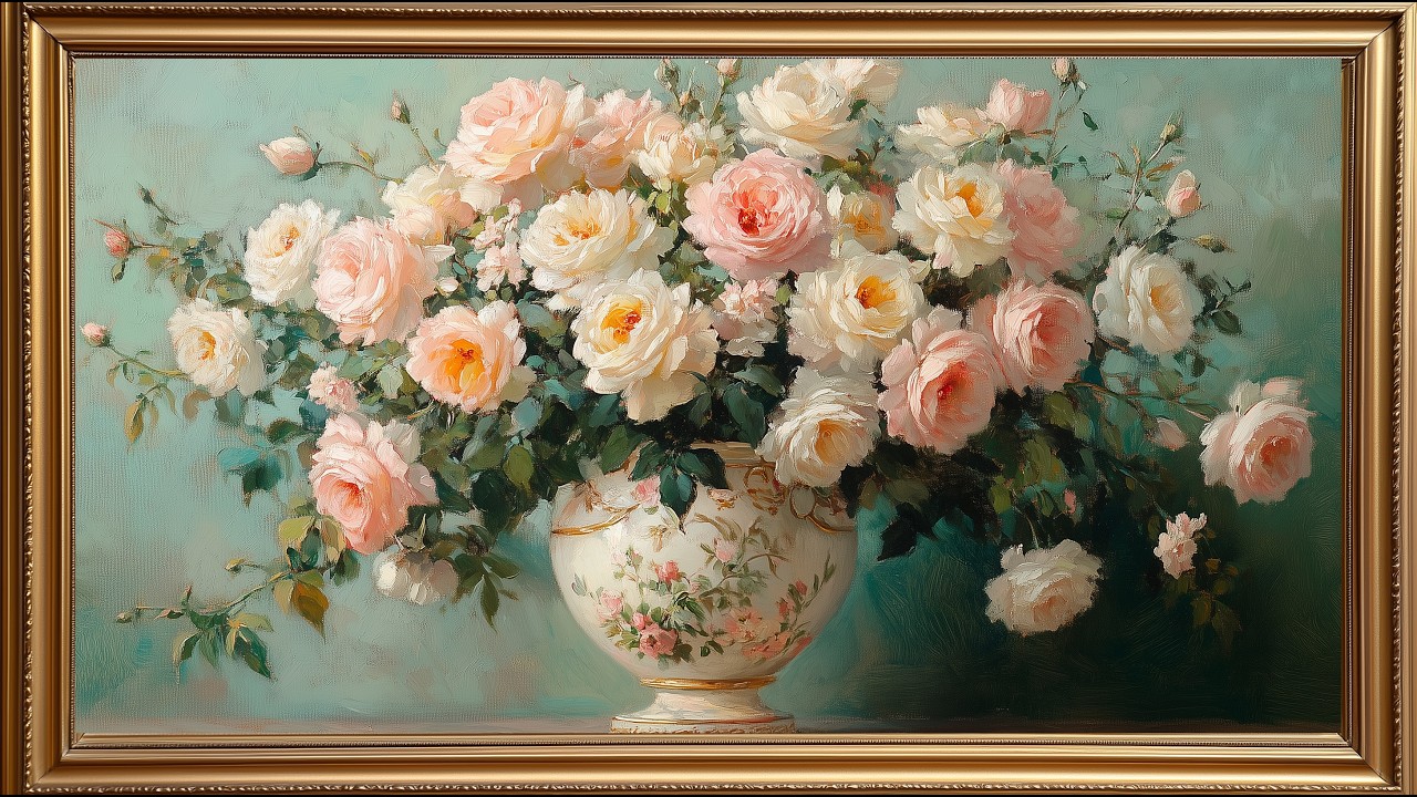 Elegant Romantic Escape + Blush Roses Still Life | 2 Hour Cozy Home ...