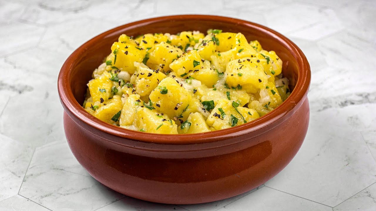 Andalusischer Kartoffelsalat - Patatas Aliñadas Rezept - Spanische Tapas Vegan