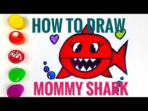 HOW TO DRAW MOMMY Shark tutorial for kids | Step by step | drawing, and ...