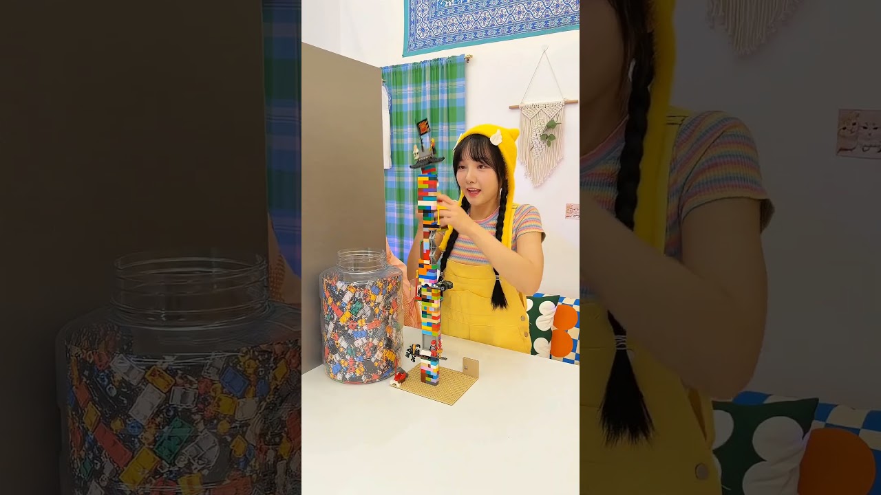 🏗️ Tower Building Challenge Gone Wrong!#shorts #woodworking #virelshorts #smartphone