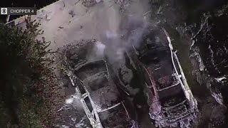 Cars go up in flames after powerline falls near Coral Gables home