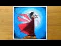 How to draw a girl playing violin - step by step/ Oil pastels painting