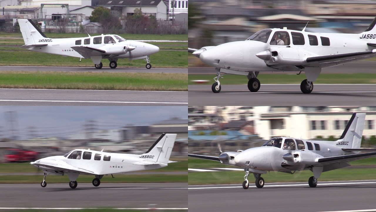 26/04/05 八尾空港 朝日航空 Beechcraft G58 Baron (JA58GC) Take off