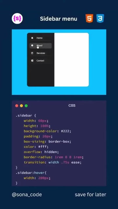 Animated sidebar menu #csstricks #html #css - YouTube