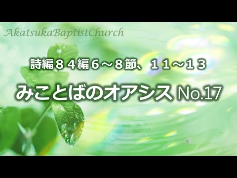 【聖書】みことばのオアシスNo 17 動画　詩編84編6~8, 11~13節