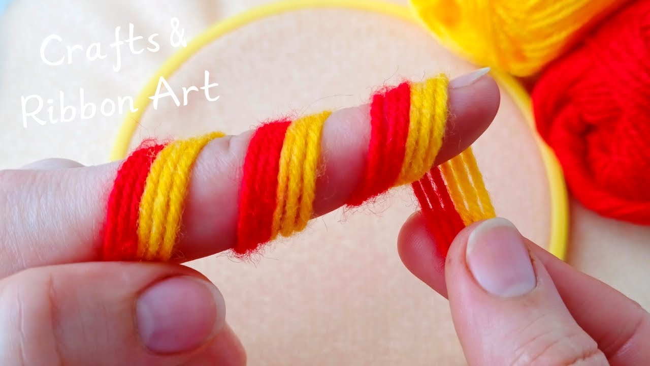 It's so Beautiful Idea 💖🌟 I made It With Yarn and Finger - Amazing Flower Making, You will Love It !