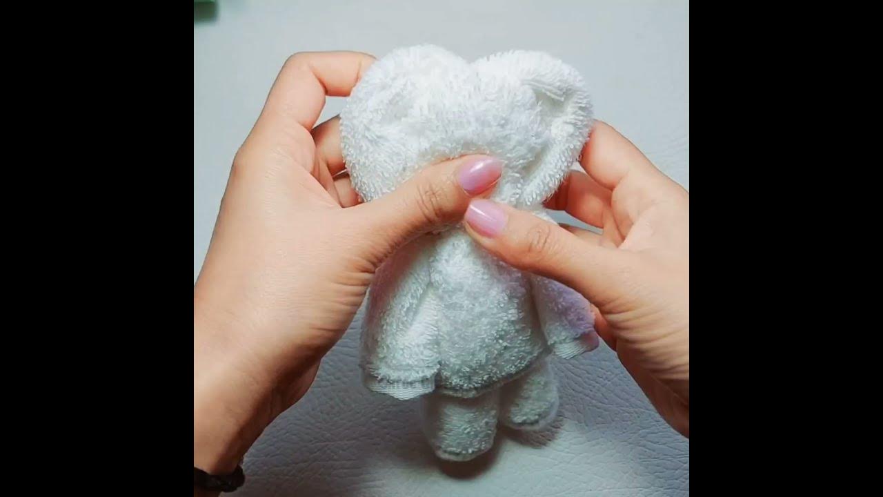 no-sew-teddy-bear-from-face-towel-easy-gift-idea-shorts-trending-youtube