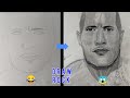 The rock drawing with pencil  dwayne johnson