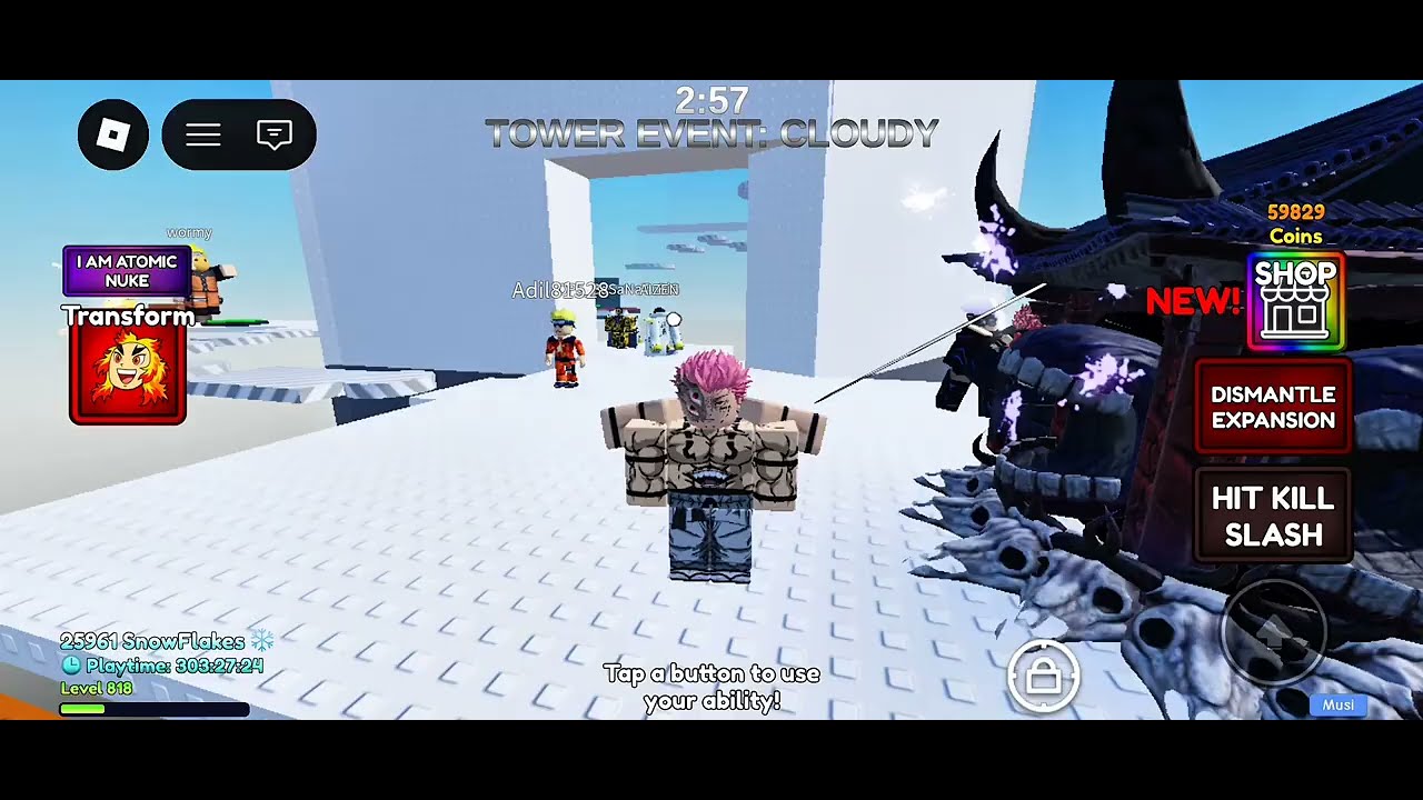 ANIME ABILITIES TOWER admin characters ☠️