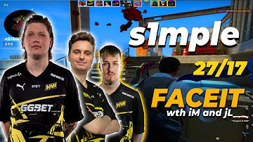 s1mple PLAYS ON THE FACEIT (VERTIGO) WITH HIS NEW TEAM!😮 JL, IM - s1mple CSGO POV! (27/17)
