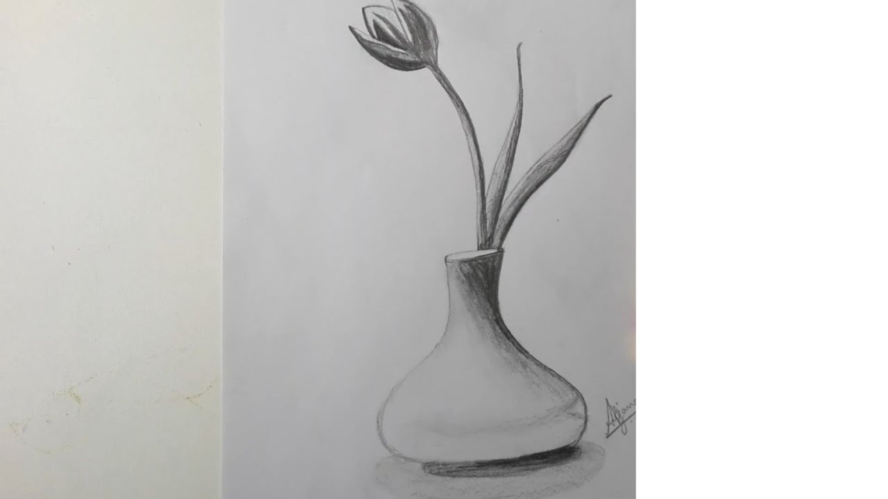 How To Draw Flowers With Vase  Flower Pot Drawing  Easy Flower Pot  Drawing  Pencil Drawing  Flower drawing Flower vase drawing Drawings