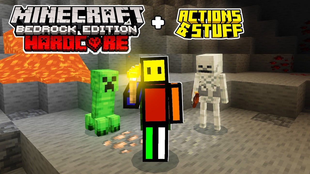 Sobreviví 100 Días en Minecraft BEDROCK HARDCORE + Actions & Stuff