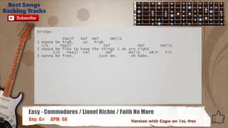 Video thumbnail of "🎸 Easy - Commodores / Lionel Richie / Faith No More Guitar Backing Track with chords and lyrics"