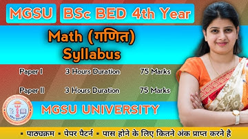 Math Syllabus, Bsc Bed 4th Year, New Syllabus 2023 Full Explain, Paper Pattern, MGSU, SK EDUCATION
