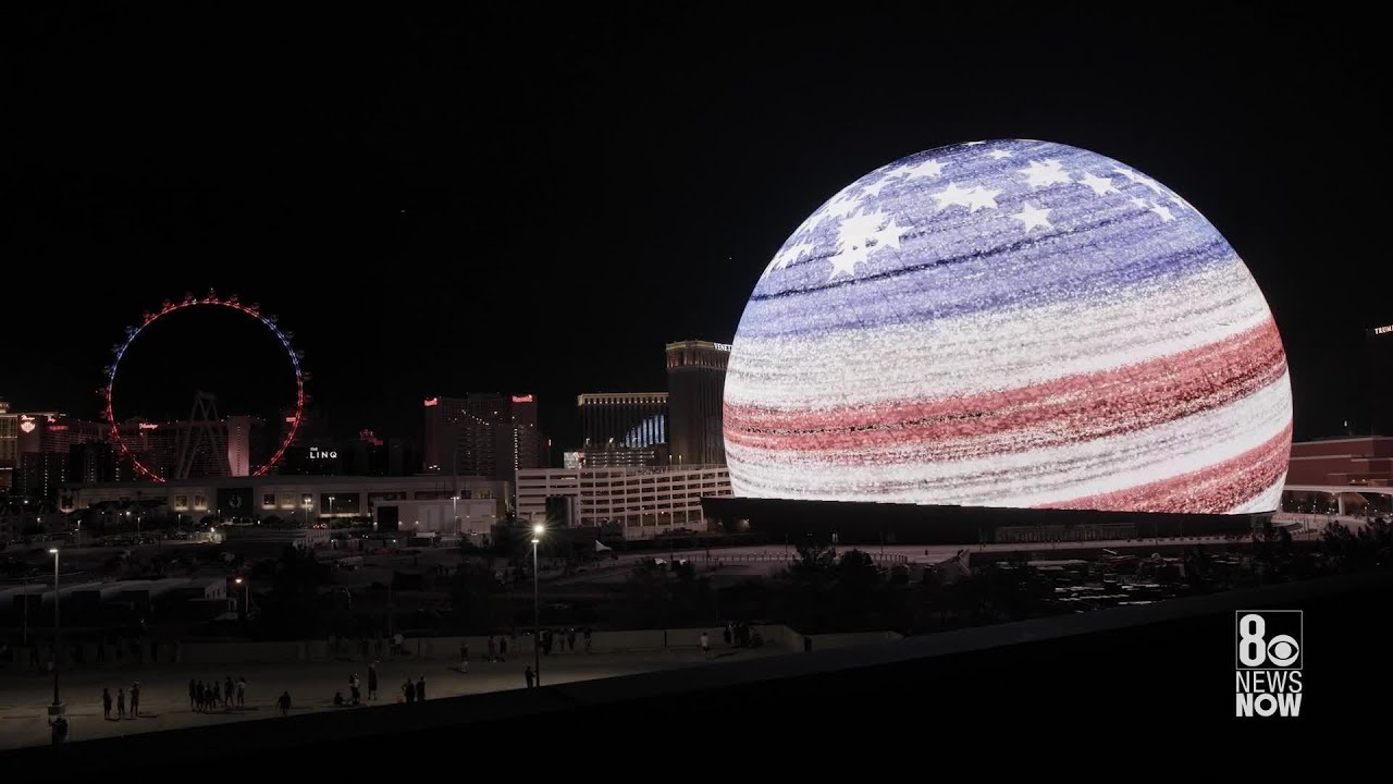 Las Vegas Sphere illuminates for the 1st time on July 4