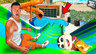 GTA 5 : Franklin and Shinchan Opening a Water Park in Franklin's House in GTA 5.. (GTA 5 Mods)