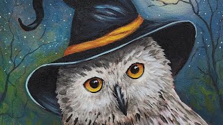 How to Paint Witchy Halloween Owl Beginner Acrylics Tutorial