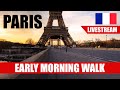 Paris Early Morning Walk From Trocadero to Eiffel Tower &amp; Champ de Mars | Livestream