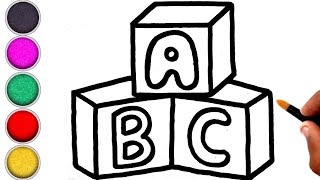 ABC Blocks Drawing and Coloring for Kids and Toddlers | How to Draw ABC for Kids | ABC Drawing Easy