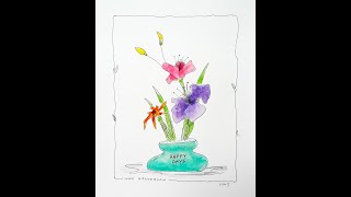 FUN and EASY WATERCOLOR FLOWERS beautiful colorful happy decorative watercolor flower painting demo.