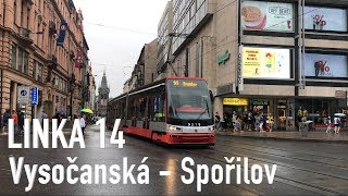 LINKA 14 - Vysočanská-Spořilov - TRAMVAJE PRAHY [4K]