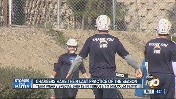Chargers wear special shirts at practice as tribute to Malcolm Floyd