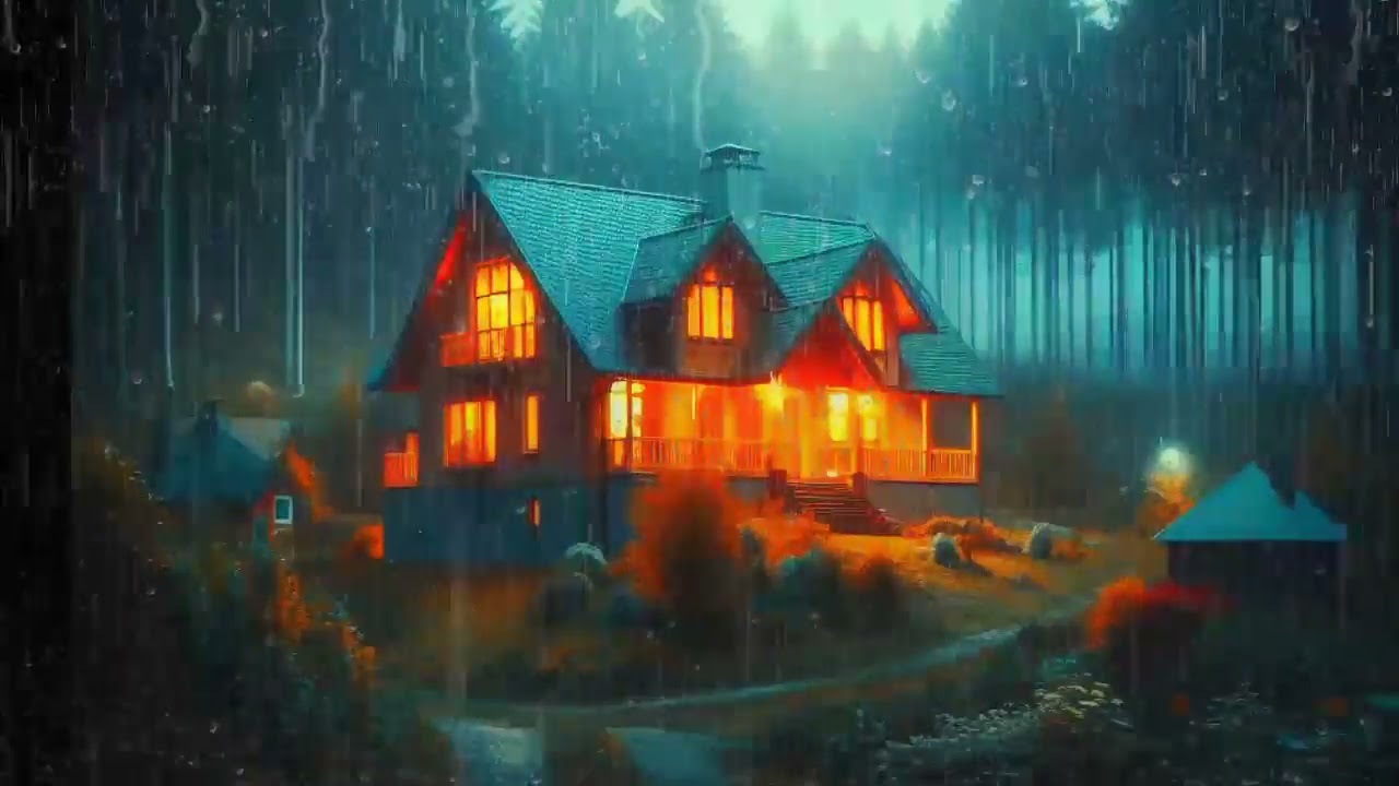 Unwind and Sleep to Rain and Crackling Fireplace Sounds - Tranquil Sleep Sanctuary